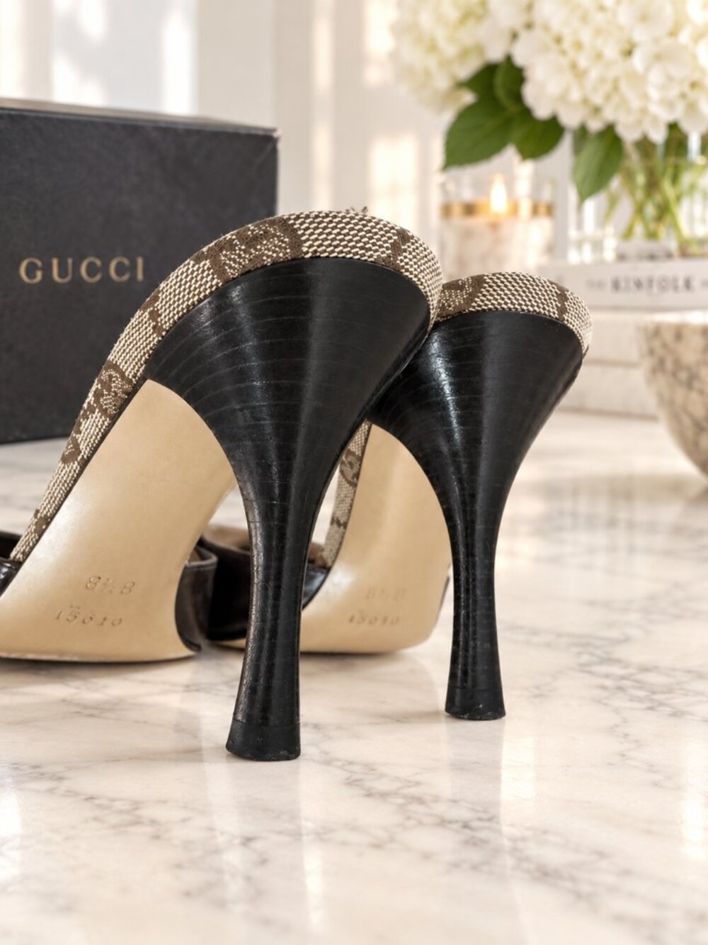 Vintage Gucci GG Monogram Tote + Tom Ford Era Mule Heels 8.5B Y2K - Picture 14 of 16